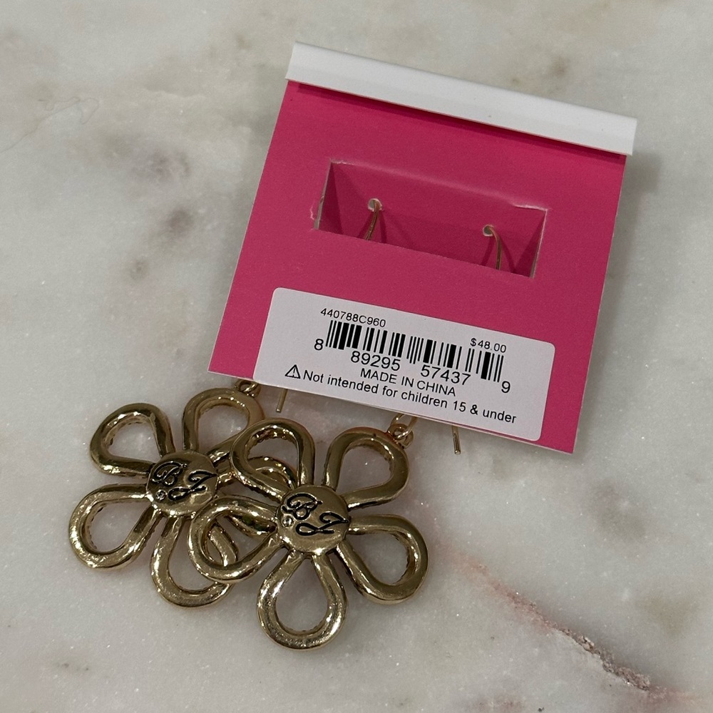 ✨NWT✨ BETSEY LOVE FEST OPEN HEART COLORFUL FLOWER DROP EARRINGS - Picture 4 of 5